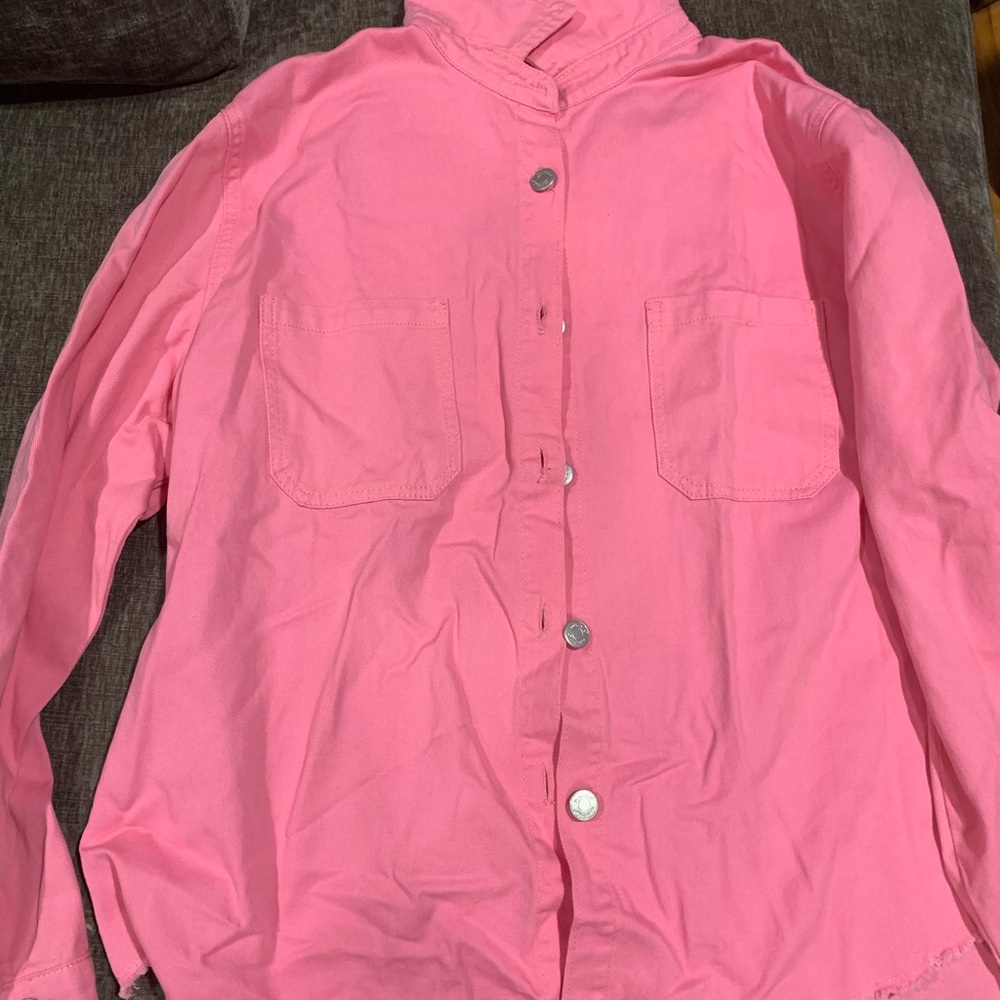 Mud Pie M/L Pink Shacket - Picture 3 of 5